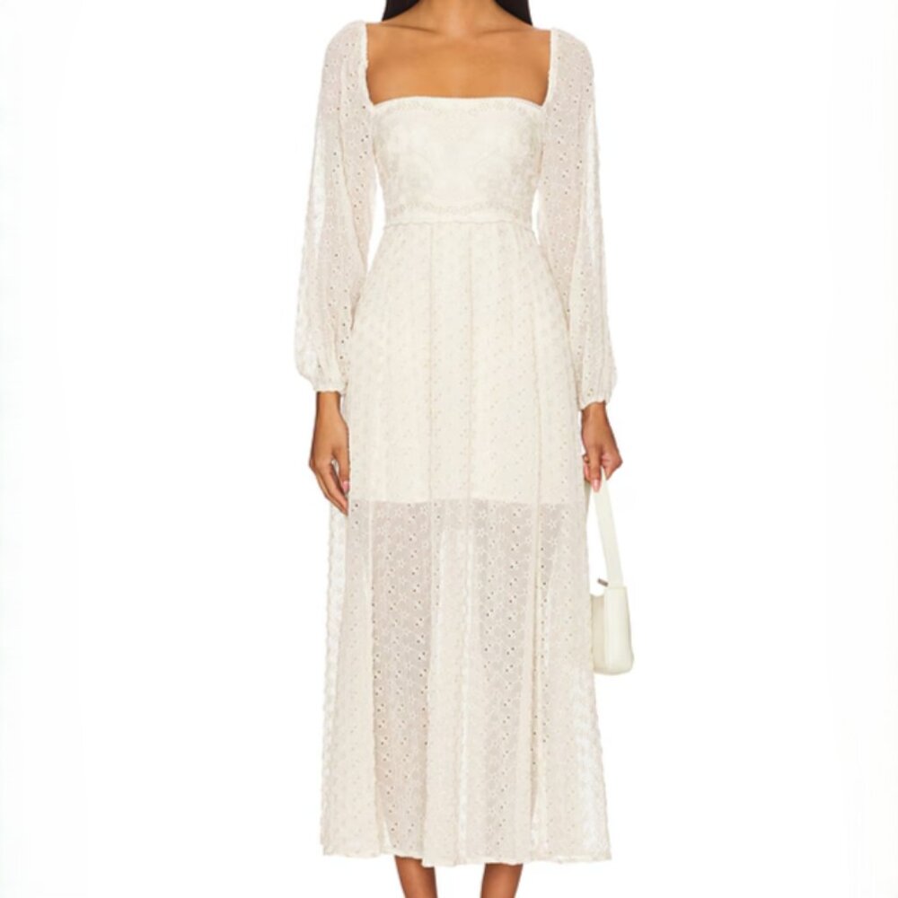Free People Malina Maxi Dress With Embroidery in Tea/Creme - Size XL (NWT)